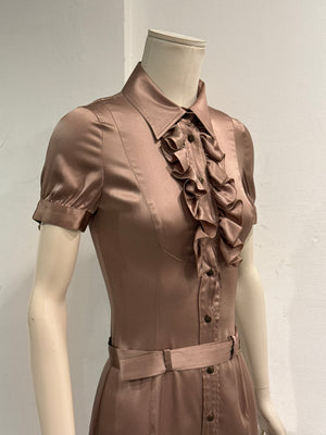 Cavalli ruffle trim belted midi dress