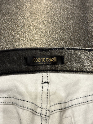 2000s Roberto Cavalli metallic glitter gradient pants