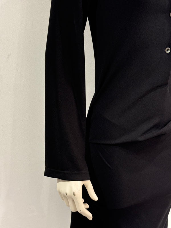 2000s Ann Demeulemeester drape detail long sleeve dress