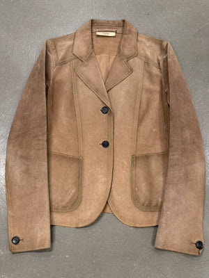 2000s Prada paneled western suede leather blazer