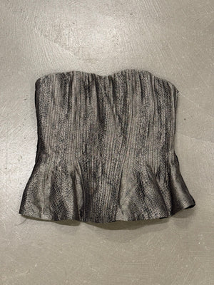 2000s Giorgio Armani pleated peplum bustier with snakeskin print