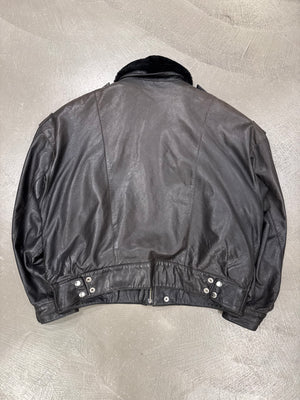 1980s Claude Montana leather bomber jacket with removable lining
