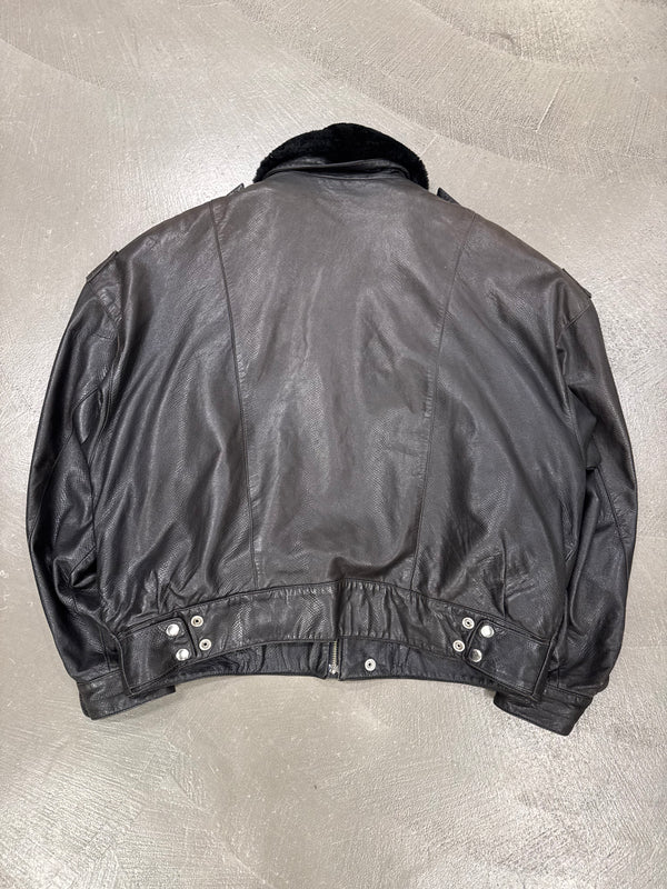1980s Claude Montana leather bomber jacket with removable lining