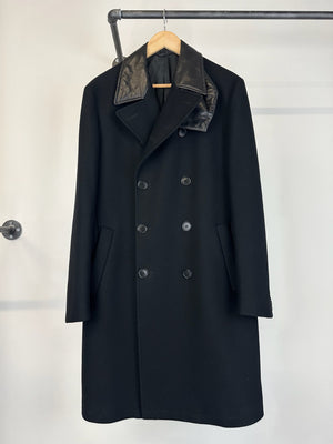 AW2001 Helmut Lang double breasted leather mask coat