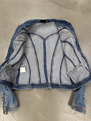 2000s Cavalli biker moto denim jacket