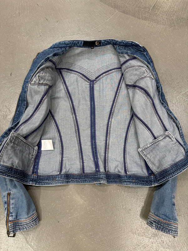 2000s Cavalli biker moto denim jacket
