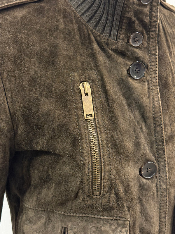 A/W2009 Gucci by Frida Giannini monogram suede multipocket bomber jacket