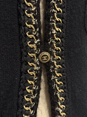 S/S2006 Chanel black cashmere jacket with chain trim