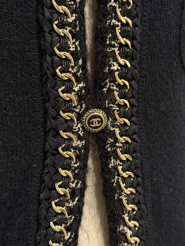 S/S2006 Chanel black cashmere jacket with chain trim