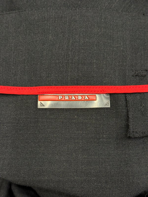 Prada wool midi belted skirt with zippers
