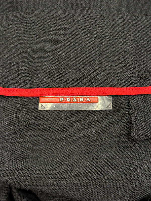 Prada wool midi belted skirt with zippers