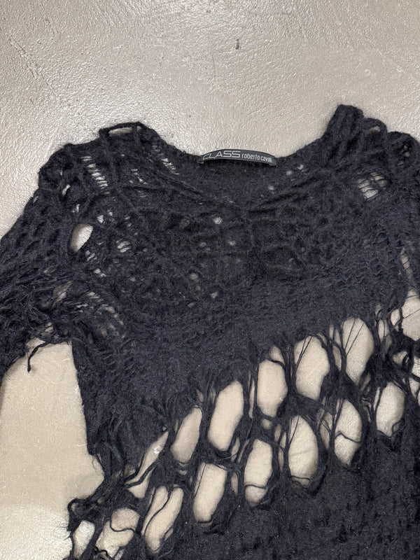 2000s Roberto Cavalli spiderweb mohair destroyed knit