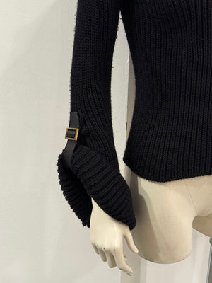 A/W2003 Gucci by Tom Ford ribbed bondage sweater with leather straps