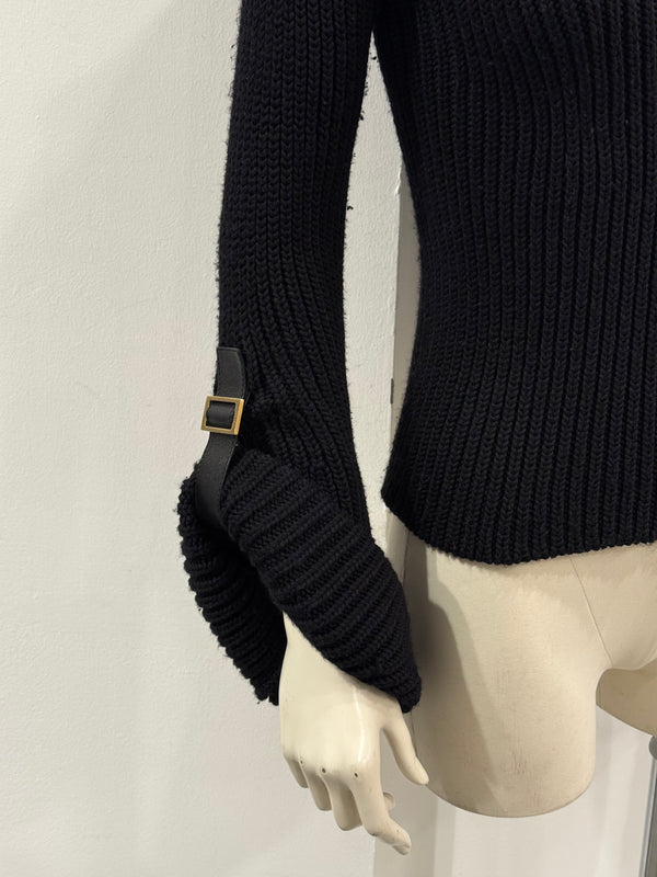 A/W2003 Gucci by Tom Ford ribbed bondage sweater with leather straps