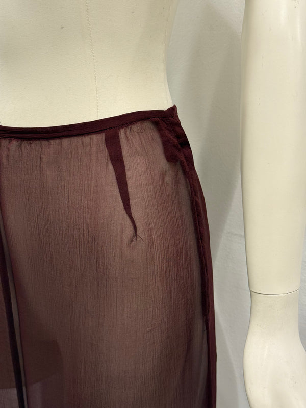 S/S1997 Prada silk long red skirt