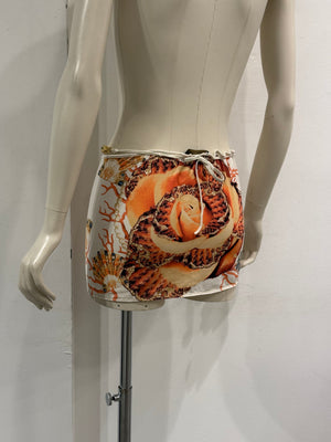 S/S2005 Roberto Cavalli sea print wrap mini skirt