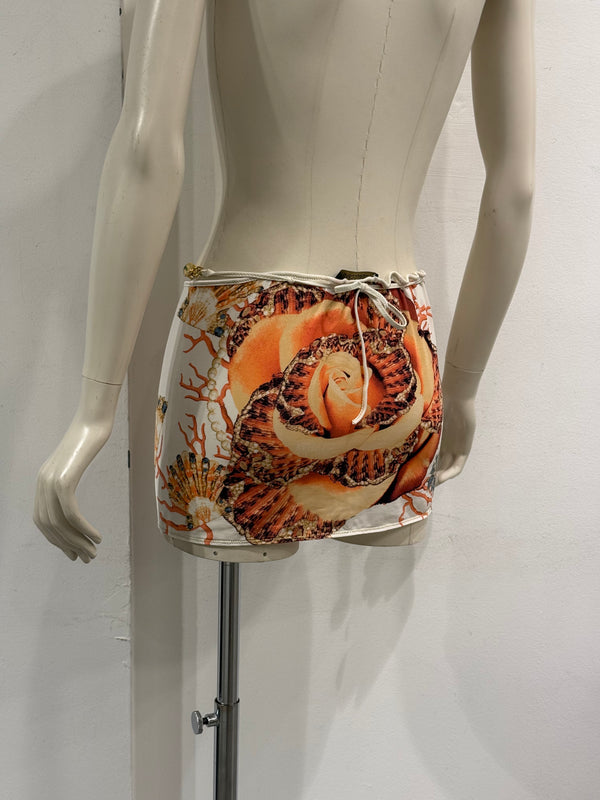 S/S2005 Roberto Cavalli sea print wrap mini skirt