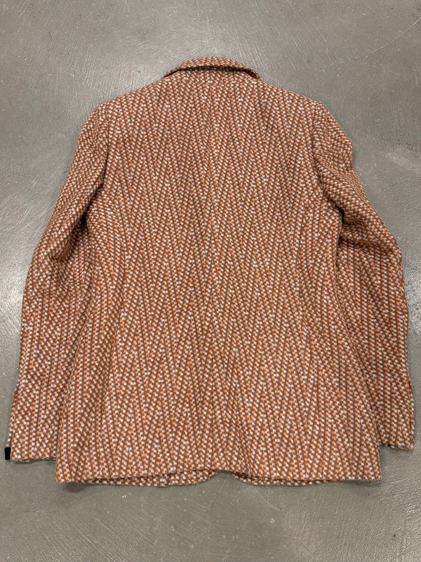 2000s Louis Vuitton by Marc Jacobs houndstooth blazer jacket with suede shoulders