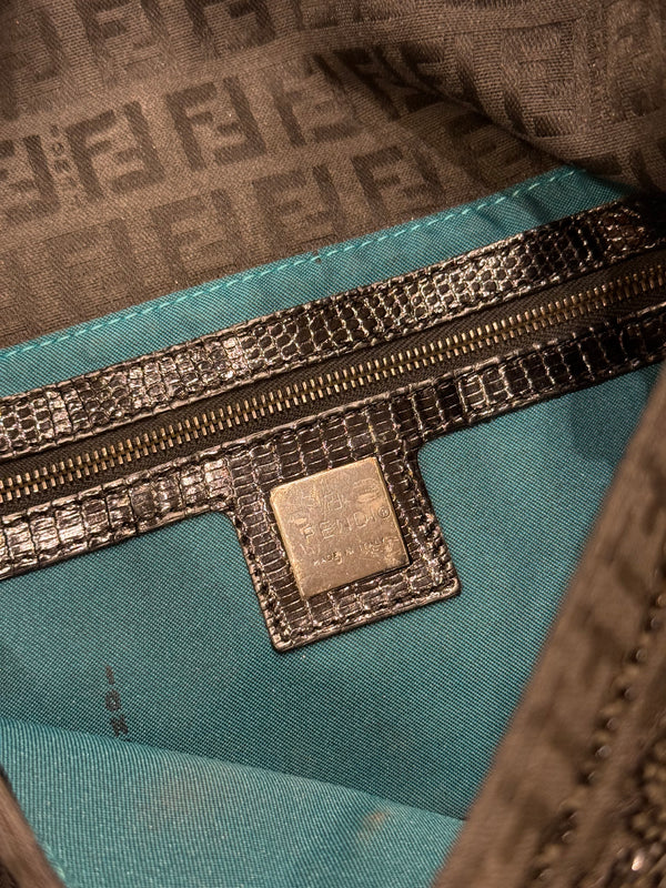 F/W 1999 Fendi Zucchino baguette in lizard and mother-of-pearl bag