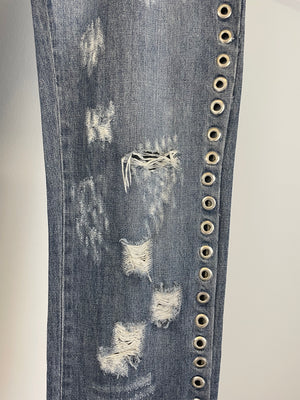 SS06 Dolce & Gabbana eyelet studded holed jeans