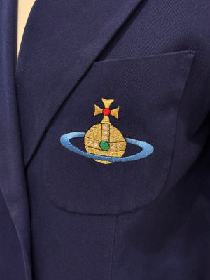 1990s Vivienne Westwood red label orb embroidered double-breasted blazer