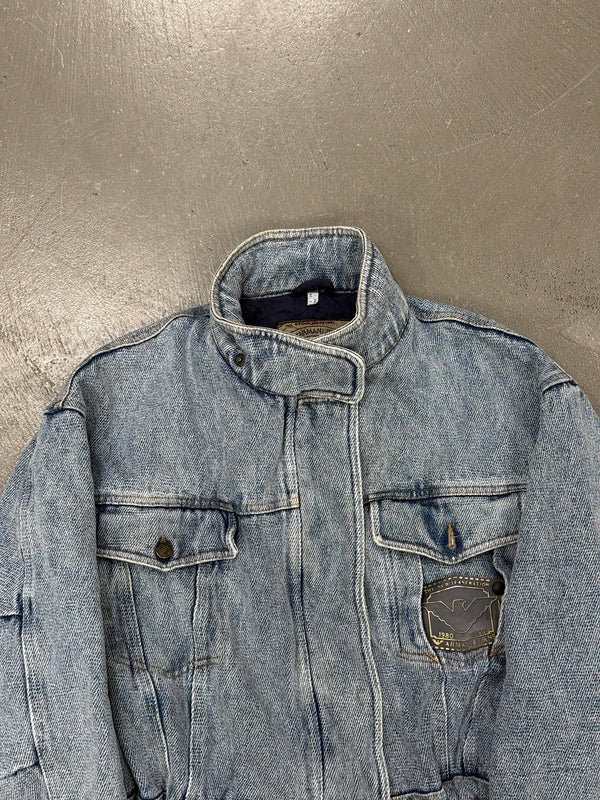 1980s Armani heavy boxy denim padded jacket