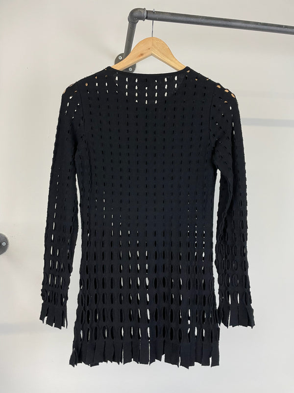 SS2002 Helmut Lang laser cut net long sleeve t-shirt