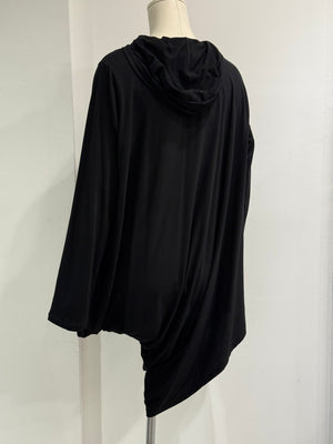 2010s Yohji Yamamoto asymmetrical draped hoodie shirt