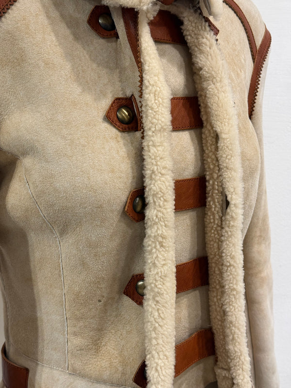 Roberto Cavalli shearling jacket with contrast leather details