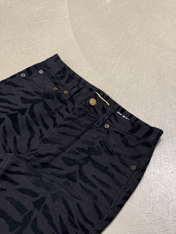 2019 Saint Laurent skinny jeans with zebra print