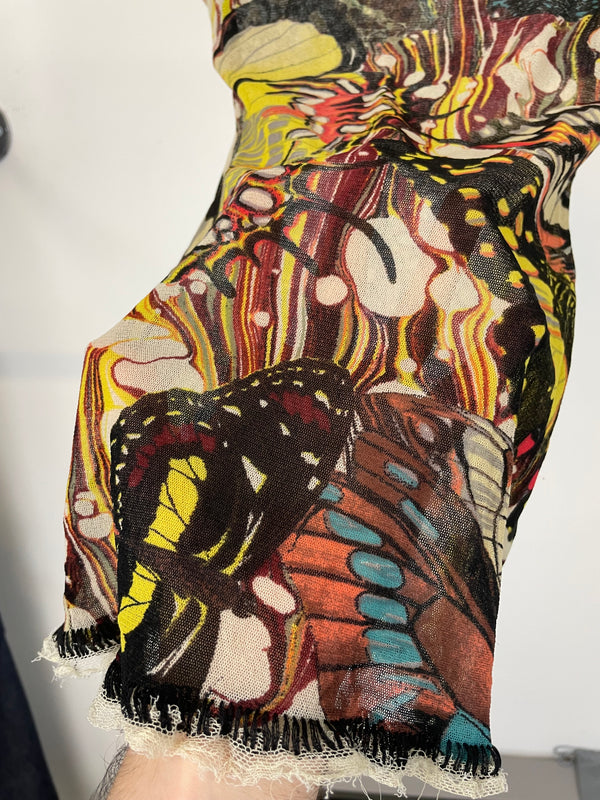 SS2003 Jean Paul Gaultier butterfly tattoo mesh top