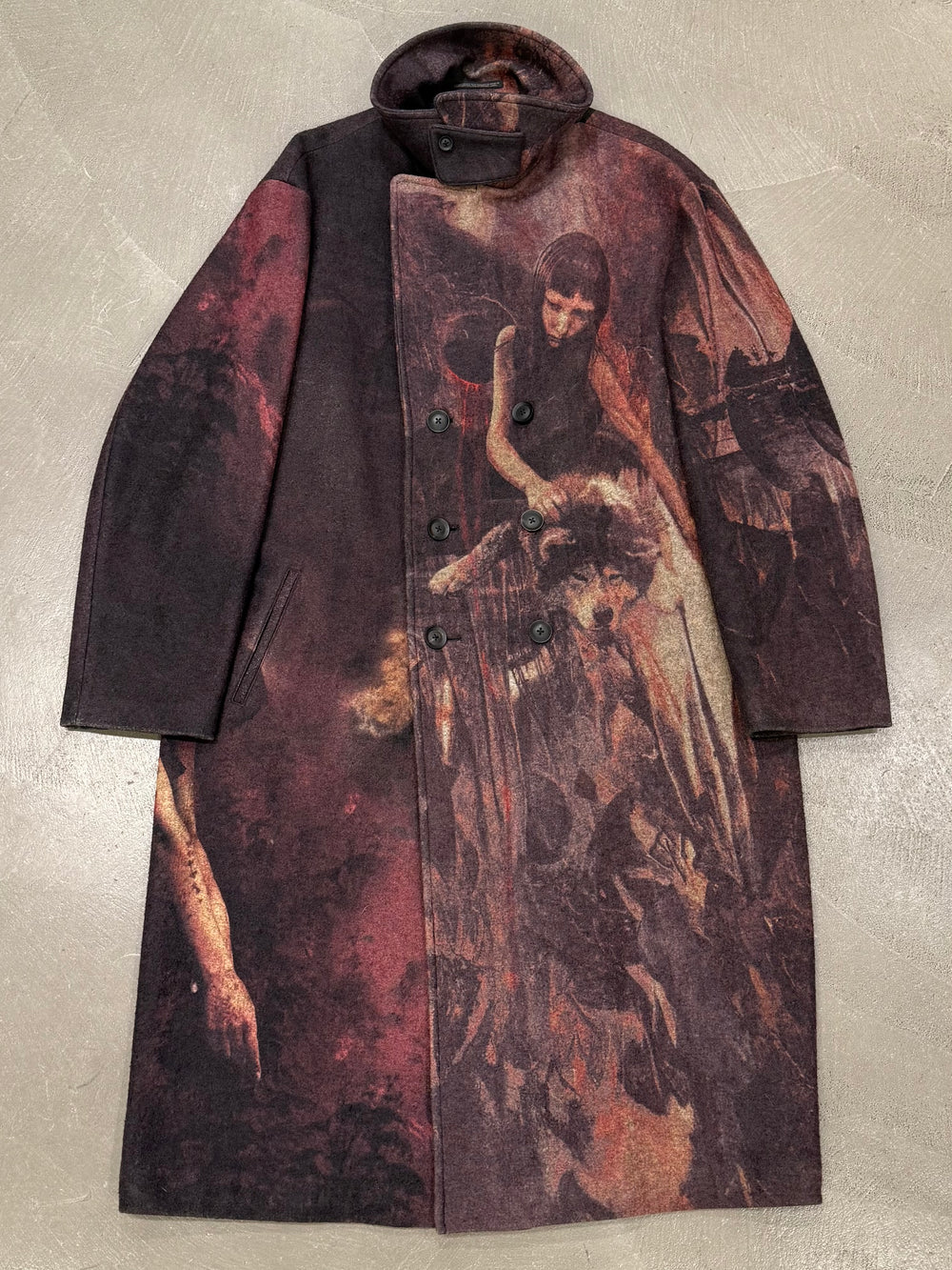 A/W2022 Yohji Yamamoto “Zislaw Beksinski print” runway coat