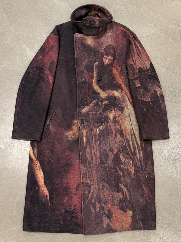 A/W2022 Yohji Yamamoto “Zislaw Beksinski print” runway coat