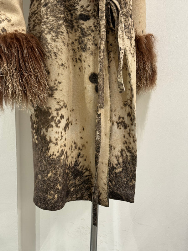 F/W1999 Roberto Cavalli fur-trimmed wool coat