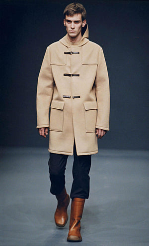 A/W1999 Prada runway leather hooded duffle coat