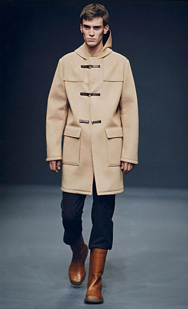 A/W1999 Prada runway leather hooded duffle coat