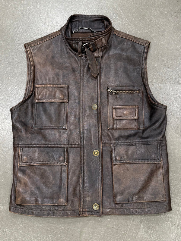 2000S Dolce & Gabbana military cargo leather vest