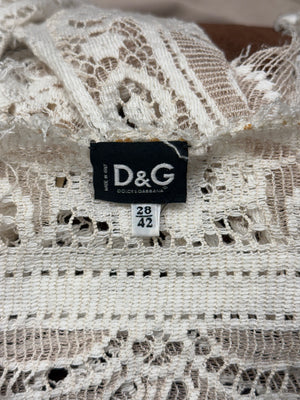 2000s Dolce & Gabbana crochet suede strap top