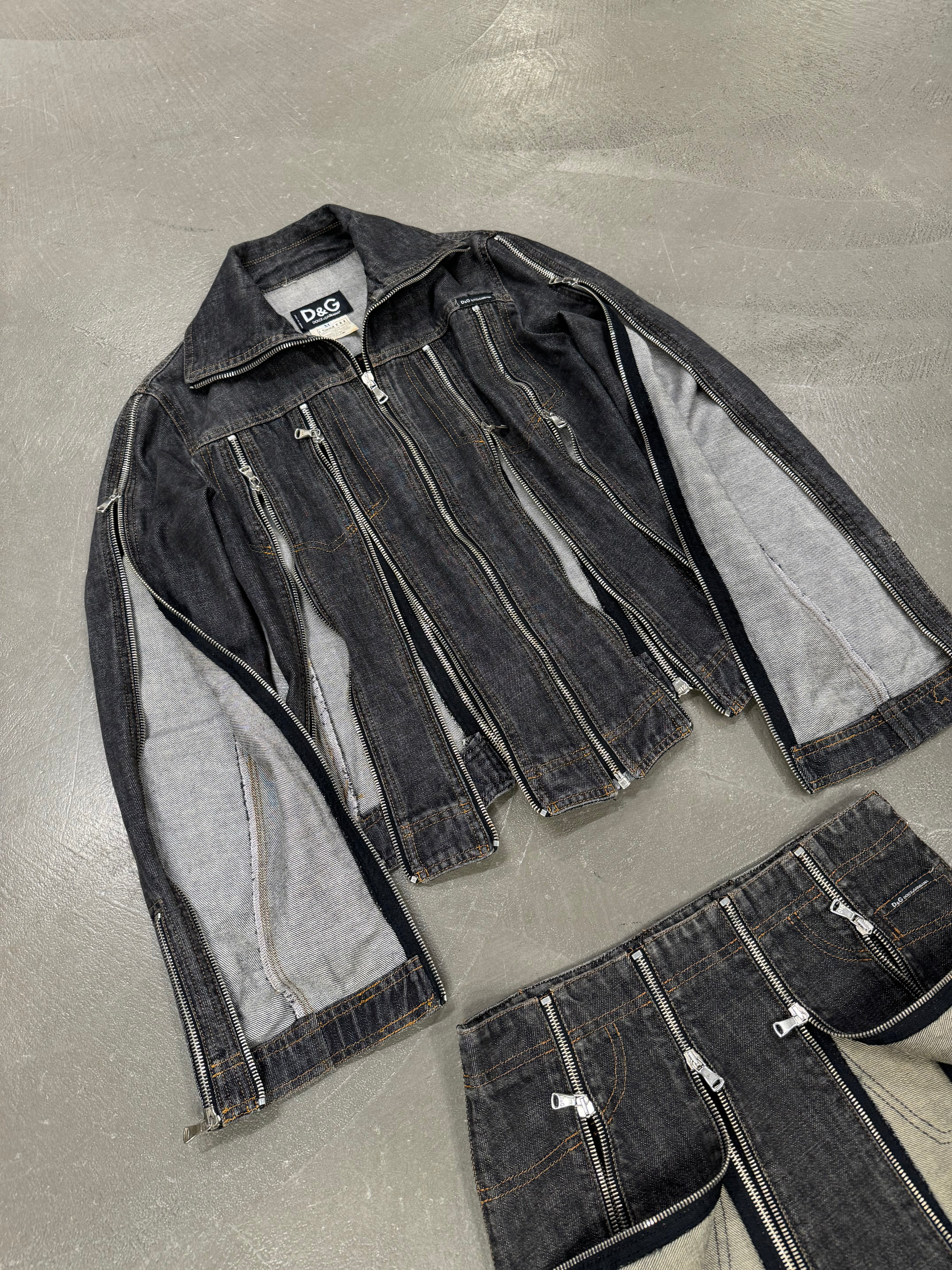 S/S 2004 Dolce & Gabbana zipper denim set (jacket + skirt)