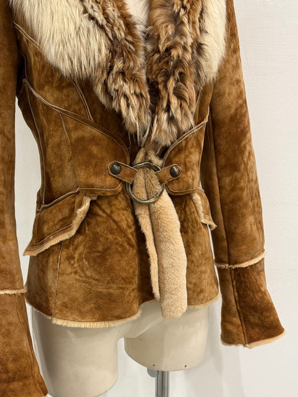 F/W2004 Roberto Cavalli shearling jacket with fur collar