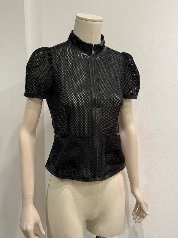 2000s Valentino mesh puff-sleeve top