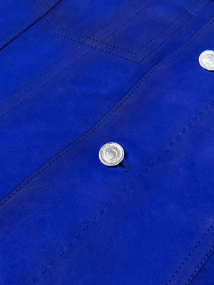 2010s Berluti electric blue trucker leather jacket