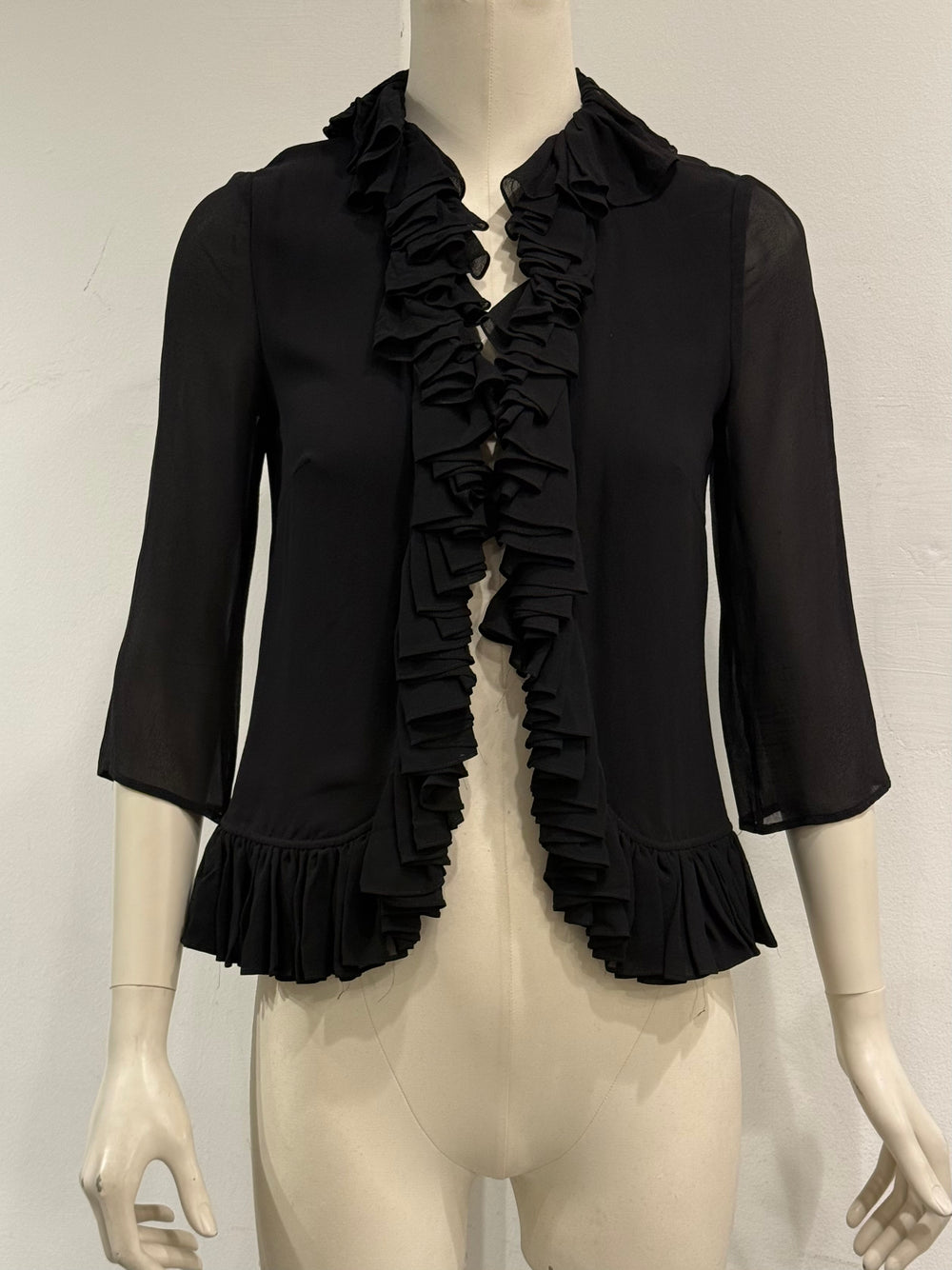 1990s Dolce & Gabbana ruffle trim silk jacket