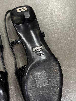 2000s Gucci embossed croc slingback heels