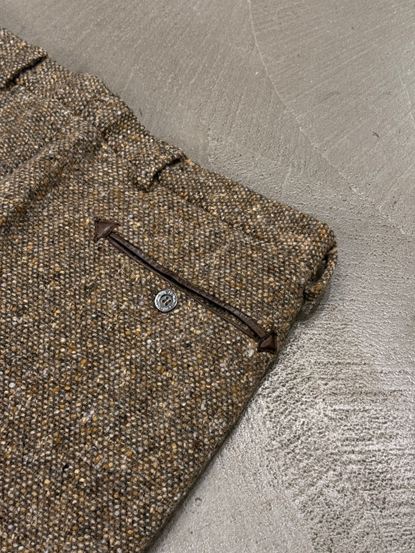 1970s HERMES bouclé tweed tailored heavy wool pants