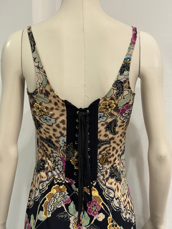 S/S2003 Roberto Cavalli Chinoiserie print corseted dress