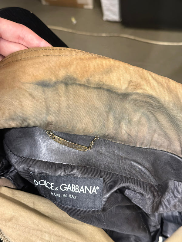 A/W2005 Dolce & Gabbana runway hybrid reconstructed military leather jacket