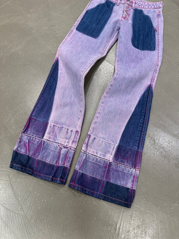 2000s Jean Paul Gaultier flared patchwork jeans