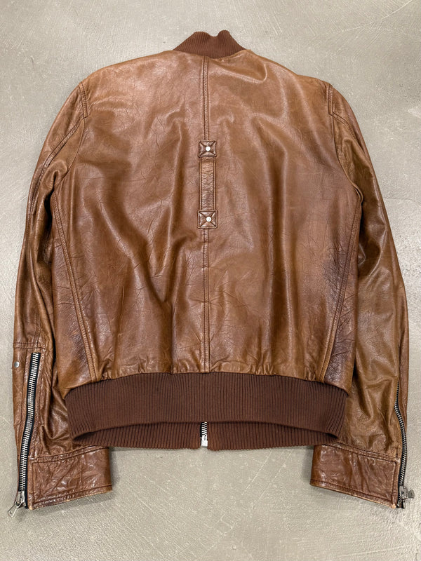 S/S2004 Dolce & Gabbana runway military zip leather jacket