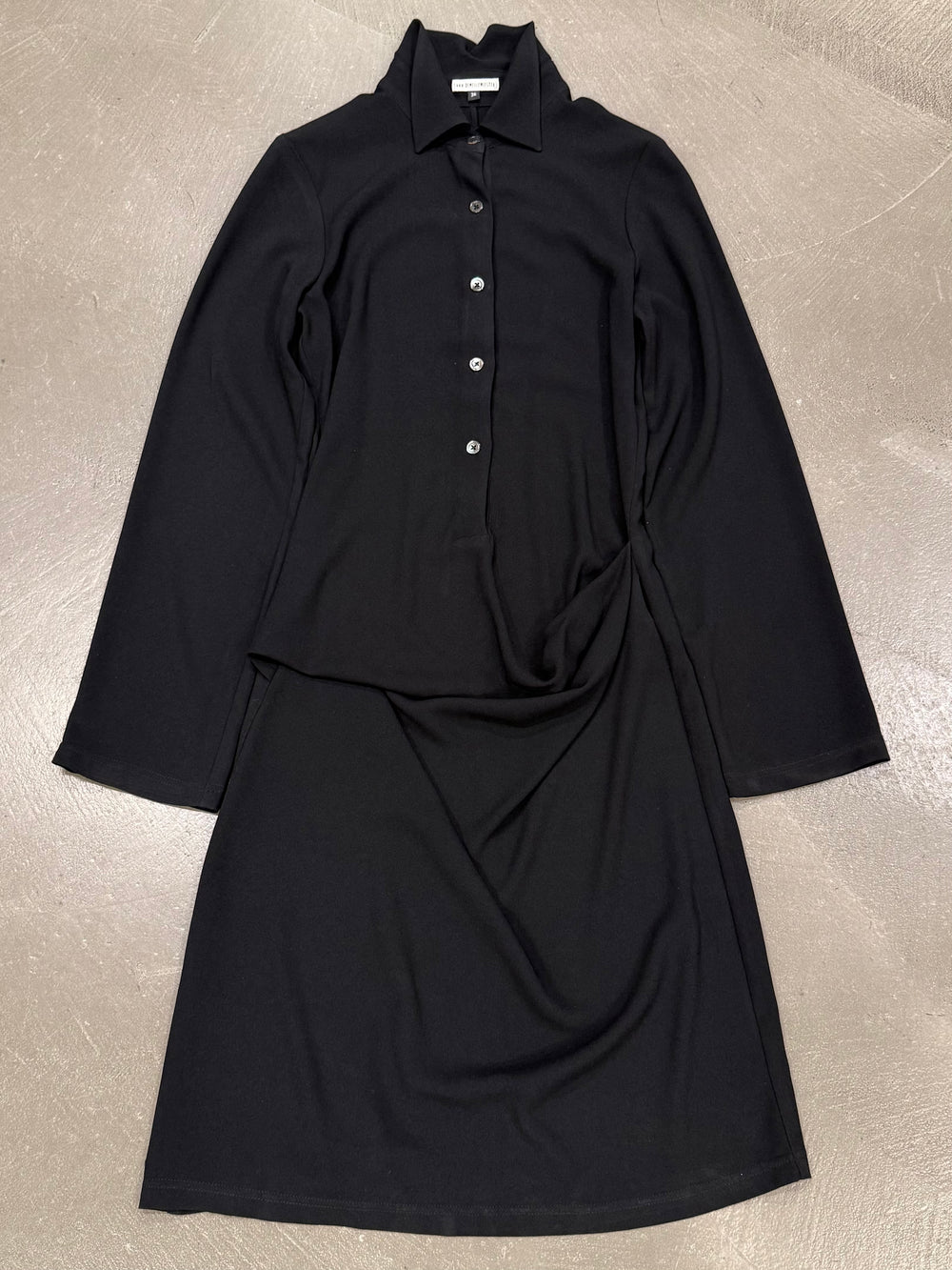 2000s Ann Demeulemeester drape detail long sleeve dress